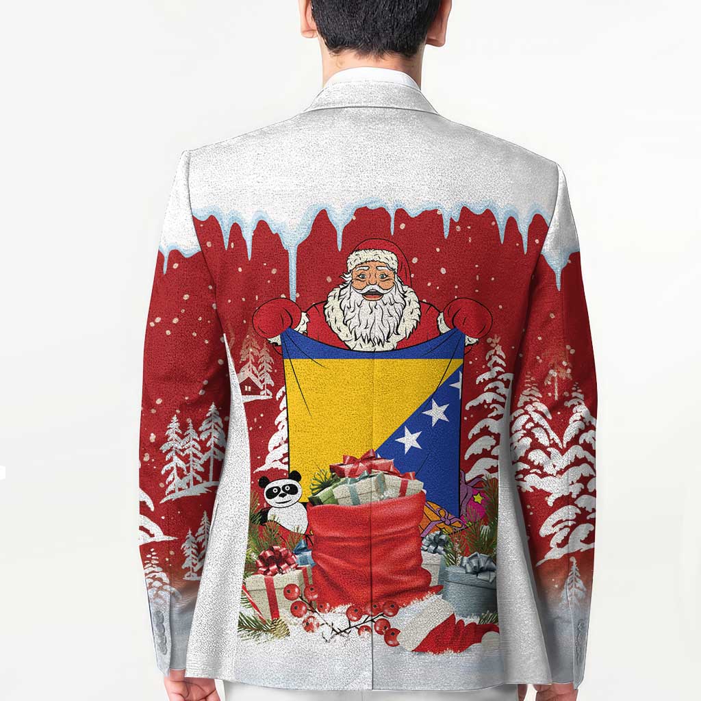 Bosnia and Herzegovina Christmas Blazer Santa With National Flag - Wonder Print Shop
