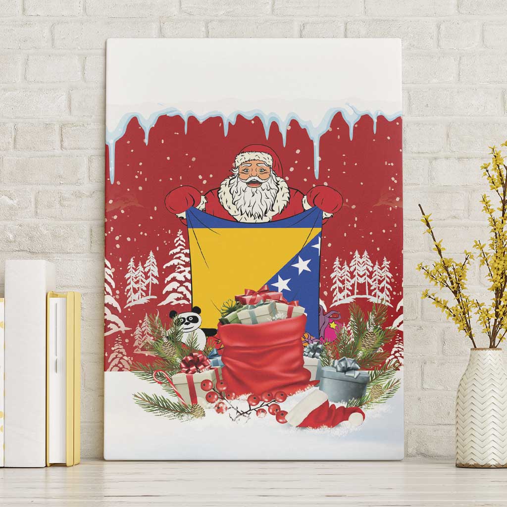 Bosnia and Herzegovina Christmas Canvas Wall Art Santa With National Flag - Wonder Print Shop