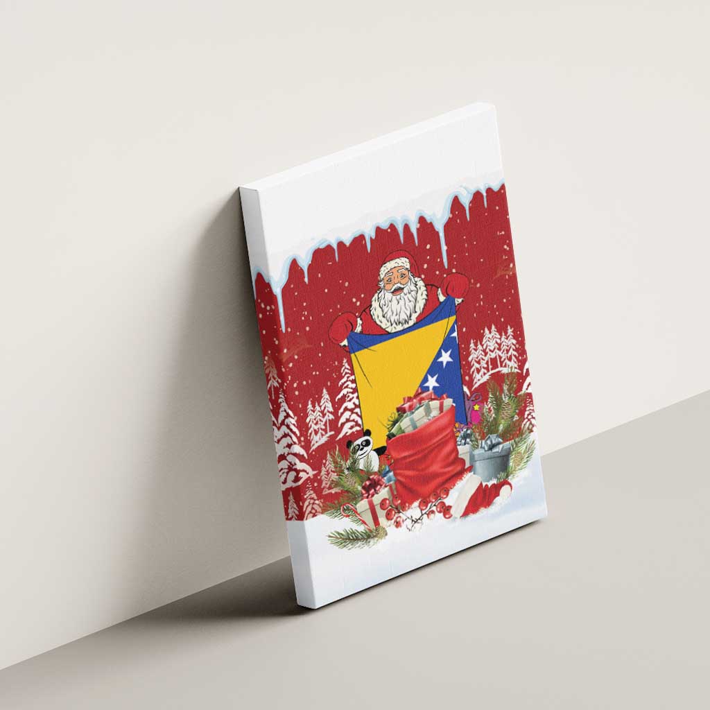 Bosnia and Herzegovina Christmas Canvas Wall Art Santa With National Flag - Wonder Print Shop