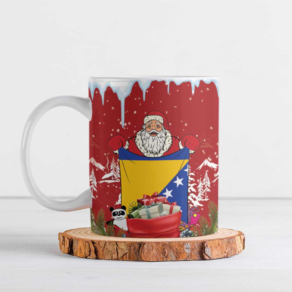 Bosnia and Herzegovina Christmas Ceramic Mug Santa With National Flag - Wonder Print Shop