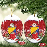 Bosnia and Herzegovina Christmas Ceramic Ornament Santa With National Flag - Wonder Print Shop