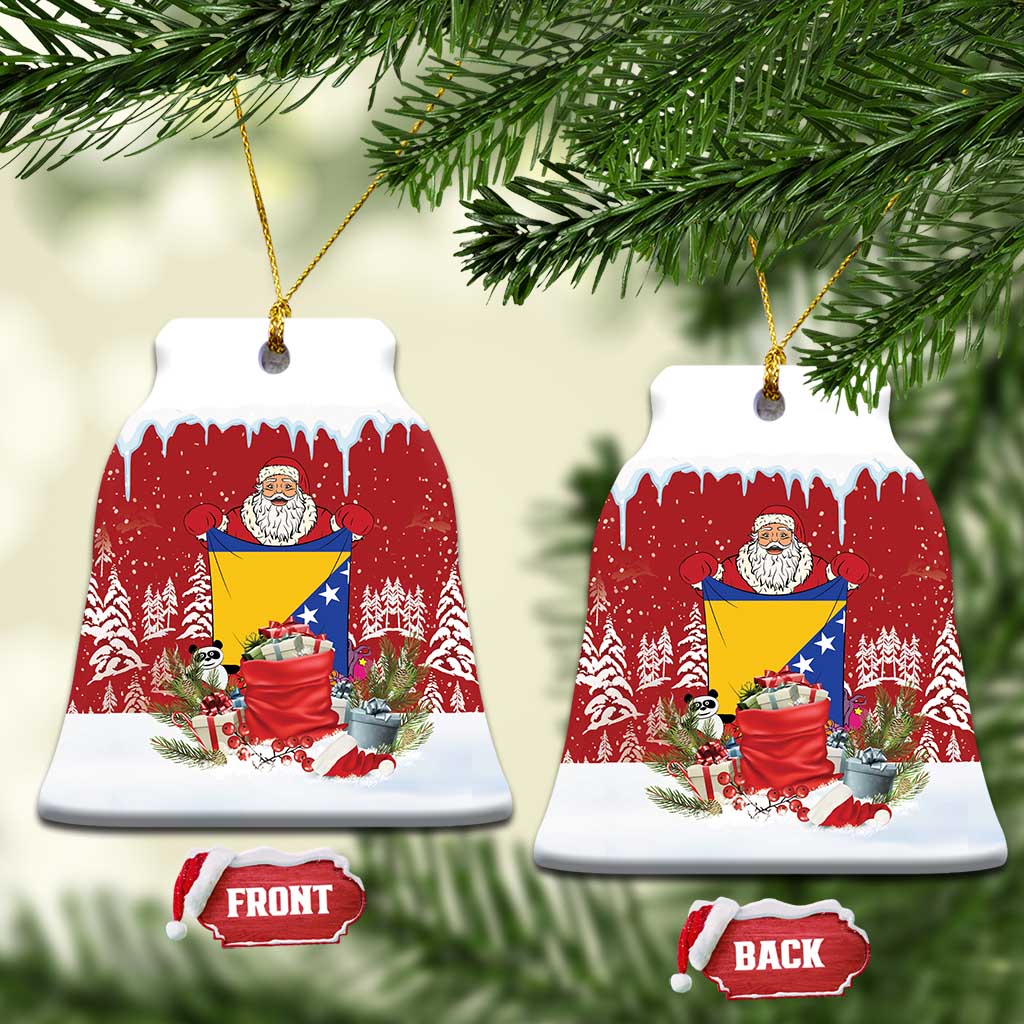 Bosnia and Herzegovina Christmas Ceramic Ornament Santa With National Flag - Wonder Print Shop