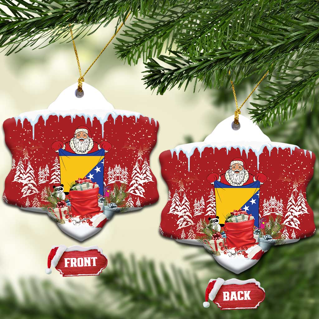 Bosnia and Herzegovina Christmas Ceramic Ornament Santa With National Flag - Wonder Print Shop