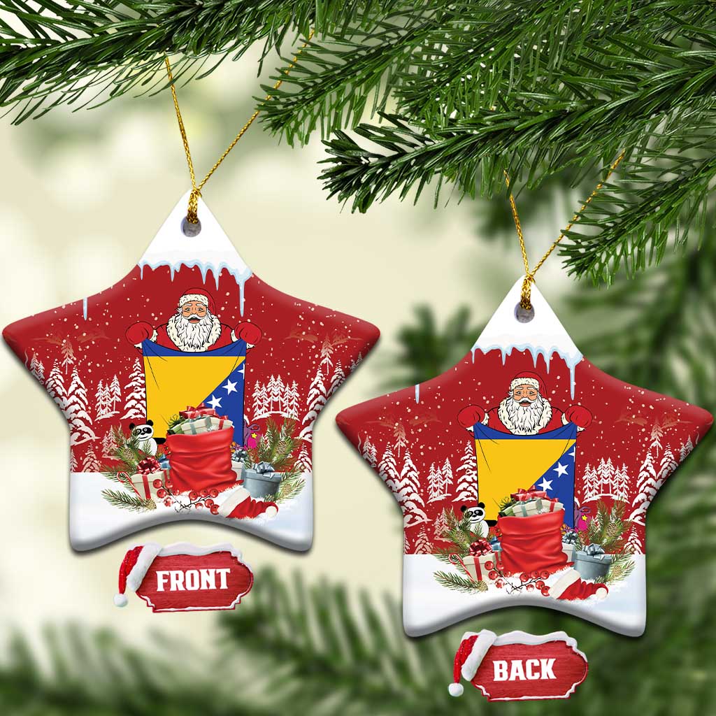 Bosnia and Herzegovina Christmas Ceramic Ornament Santa With National Flag - Wonder Print Shop