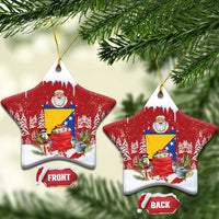 Bosnia and Herzegovina Christmas Ceramic Ornament Santa With National Flag - Wonder Print Shop