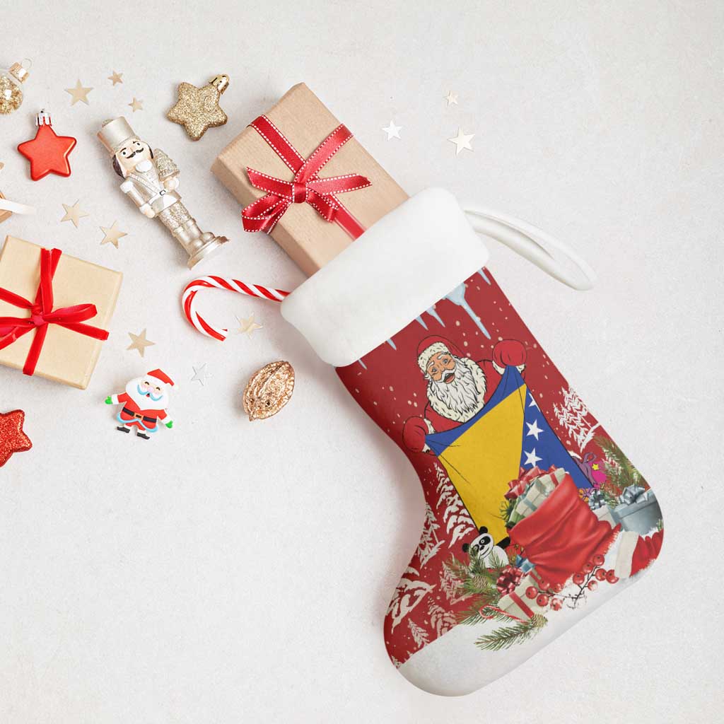 Bosnia and Herzegovina Christmas Stocking Santa With National Flag - Wonder Print Shop