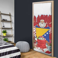 Bosnia and Herzegovina Christmas Door Cover Santa With National Flag - Wonder Print Shop