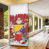 Bosnia and Herzegovina Christmas Door Cover Santa With National Flag - Wonder Print Shop