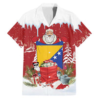Bosnia and Herzegovina Christmas Family Matching Mermaid Dress and Hawaiian Shirt Santa With National Flag - Wonder Print Shop