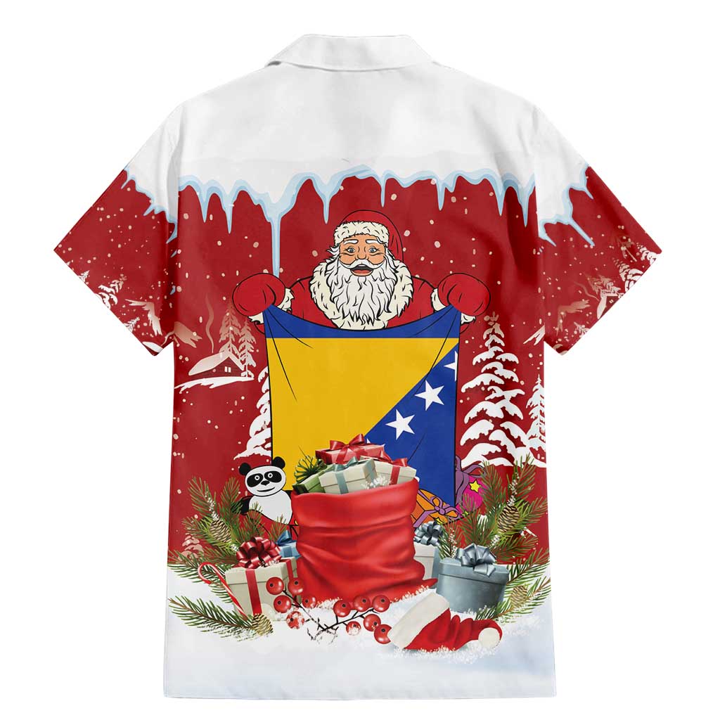 Bosnia and Herzegovina Christmas Family Matching Mermaid Dress and Hawaiian Shirt Santa With National Flag - Wonder Print Shop