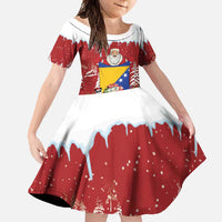 Bosnia and Herzegovina Christmas Family Matching Off Shoulder Maxi Dress and Hawaiian Shirt Santa With National Flag - Wonder Print Shop