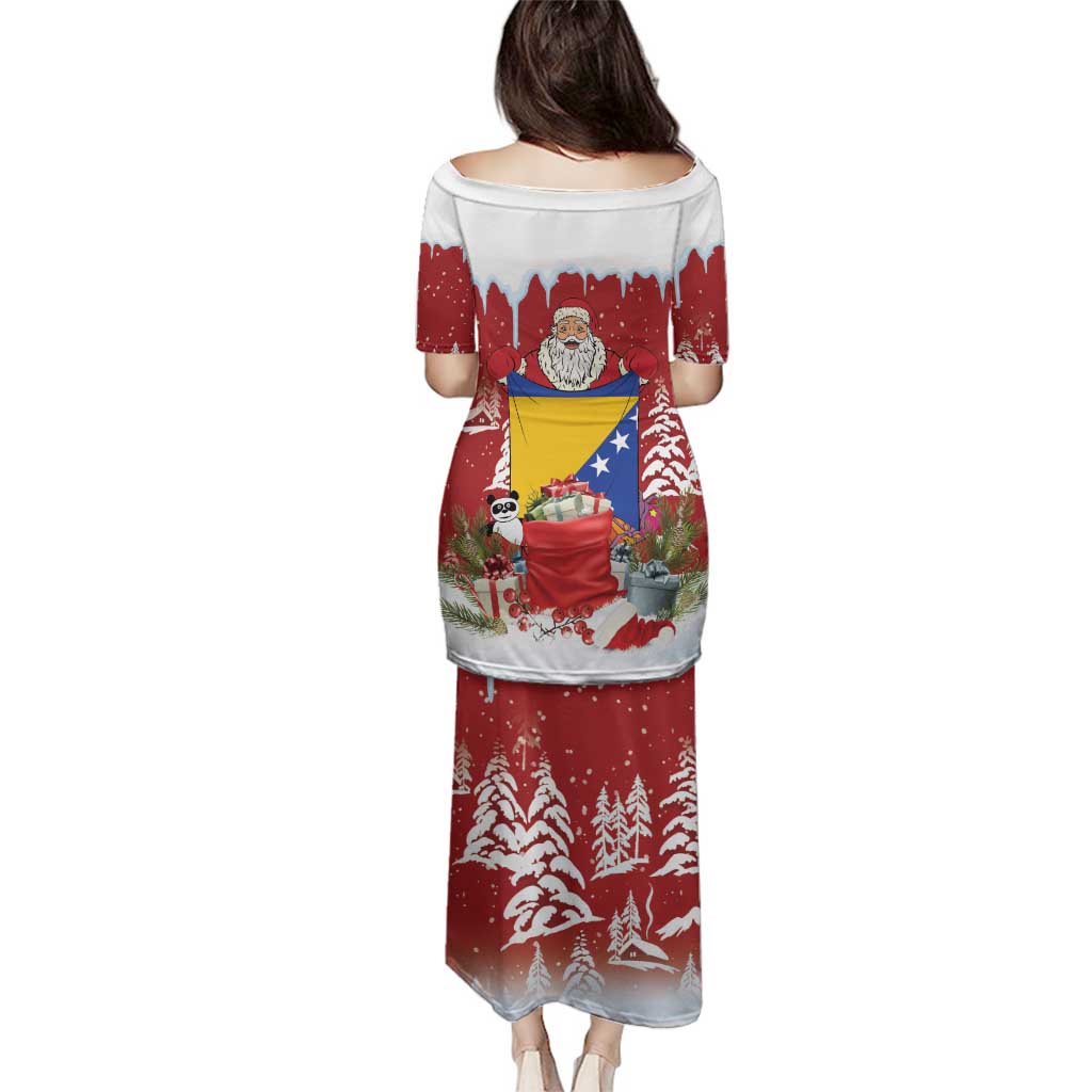 Bosnia and Herzegovina Christmas Family Matching Puletasi and Hawaiian Shirt Santa With National Flag - Wonder Print Shop