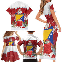 Bosnia and Herzegovina Christmas Family Matching Short Sleeve Bodycon Dress and Hawaiian Shirt Santa With National Flag - Wonder Print Shop