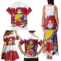 Bosnia and Herzegovina Christmas Family Matching Tank Maxi Dress and Hawaiian Shirt Santa With National Flag - Wonder Print Shop