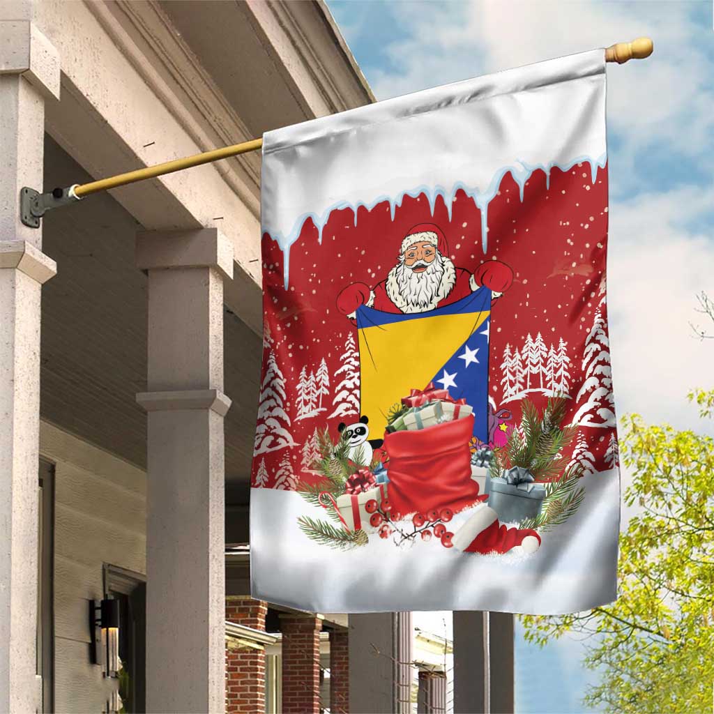 Bosnia and Herzegovina Christmas Garden Flag Santa With National Flag - Wonder Print Shop