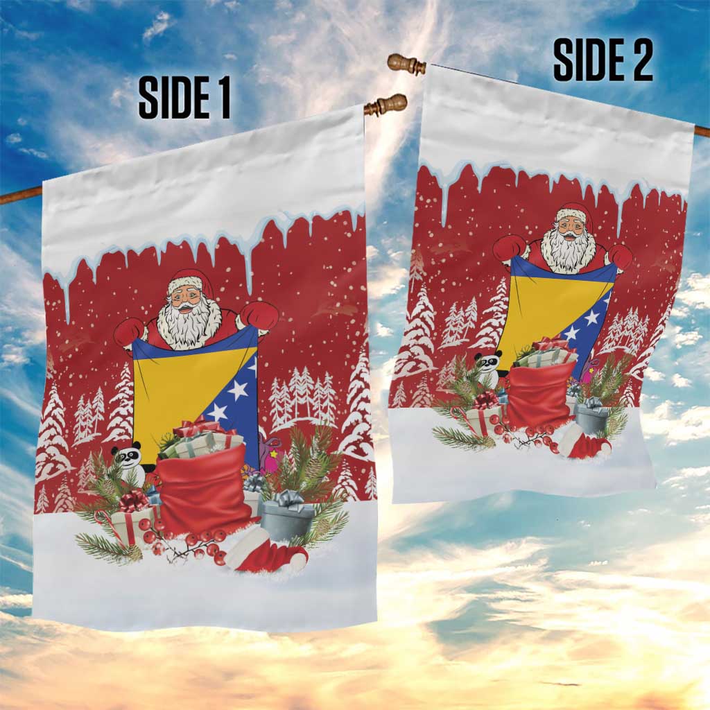Bosnia and Herzegovina Christmas Garden Flag Santa With National Flag - Wonder Print Shop