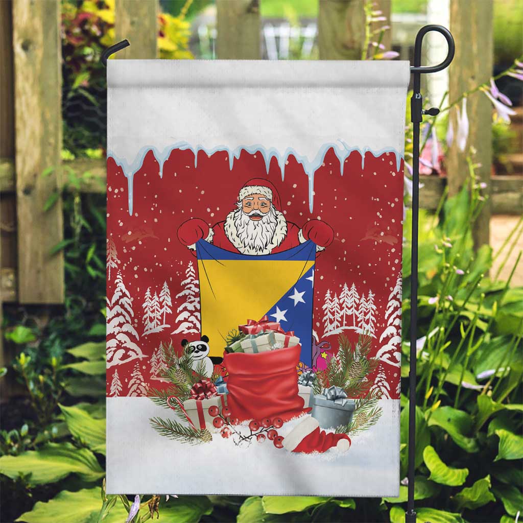 Bosnia and Herzegovina Christmas Garden Flag Santa With National Flag - Wonder Print Shop