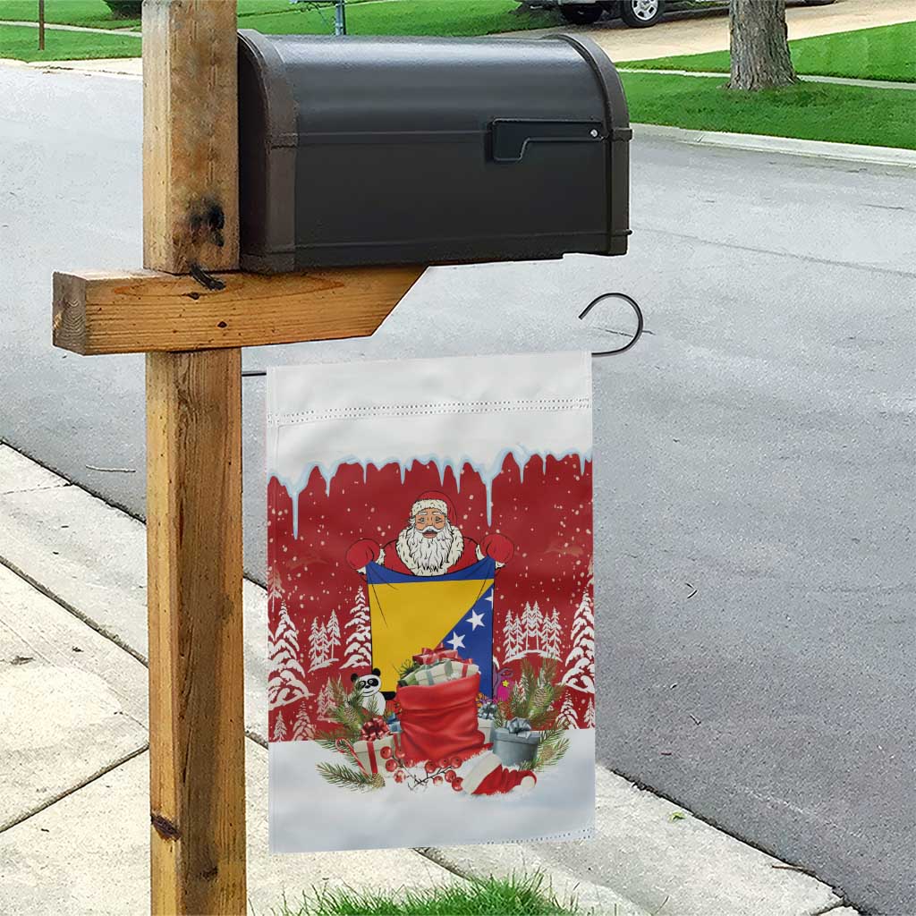 Bosnia and Herzegovina Christmas Garden Flag Santa With National Flag - Wonder Print Shop