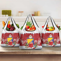 Bosnia and Herzegovina Christmas Grocery Bag Santa With National Flag - Wonder Print Shop