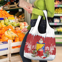 Bosnia and Herzegovina Christmas Grocery Bag Santa With National Flag - Wonder Print Shop