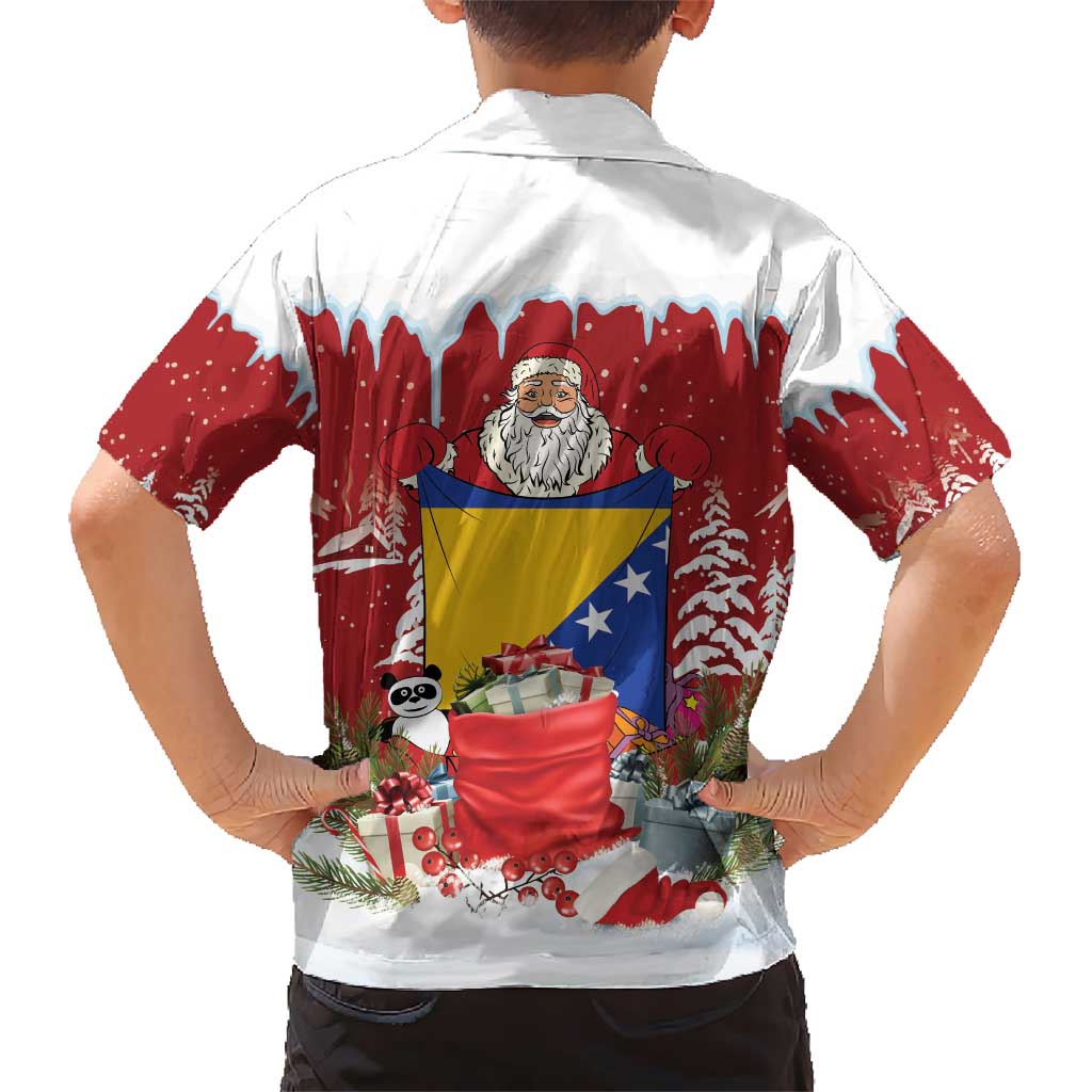 Bosnia and Herzegovina Christmas Hawaiian Shirt Santa With National Flag - Wonder Print Shop