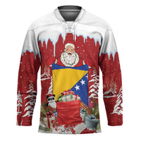 Bosnia and Herzegovina Christmas Hockey Jersey Santa With National Flag - Wonder Print Shop