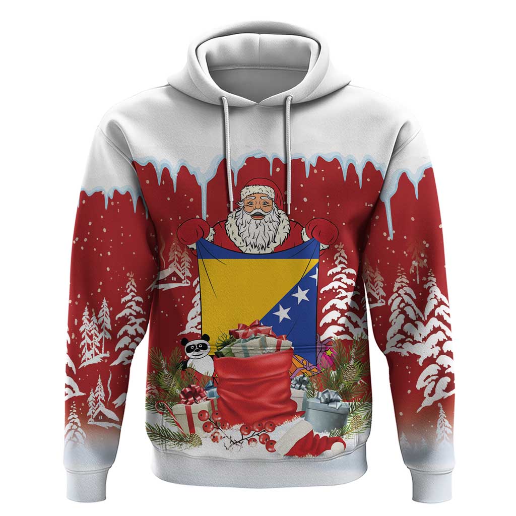 Bosnia and Herzegovina Christmas Hoodie Santa With National Flag - Wonder Print Shop