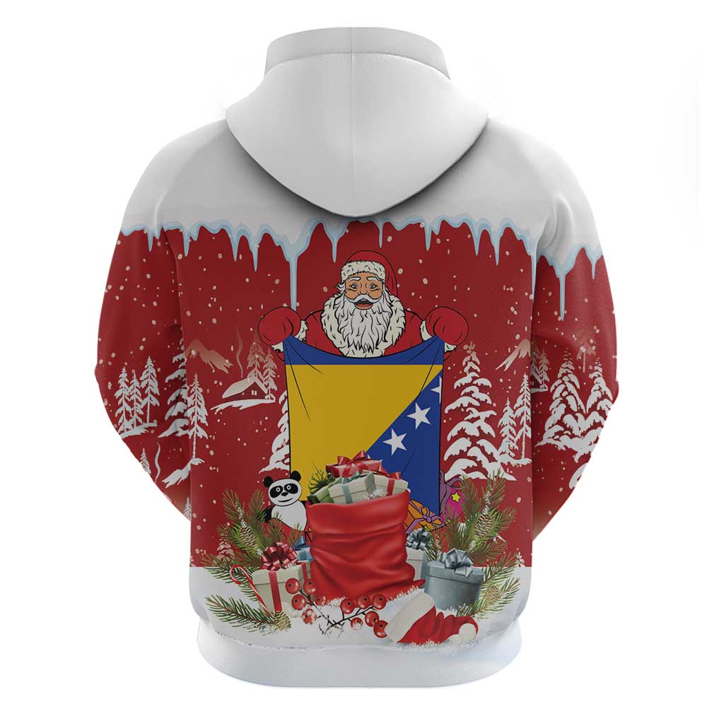 Bosnia and Herzegovina Christmas Hoodie Santa With National Flag - Wonder Print Shop