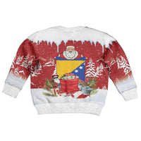 Bosnia and Herzegovina Christmas Kid Ugly Christmas Sweater Santa With National Flag - Wonder Print Shop