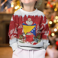 Bosnia and Herzegovina Christmas Kid Ugly Christmas Sweater Santa With National Flag - Wonder Print Shop