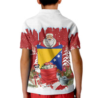 Bosnia and Herzegovina Christmas Kid Polo Shirt Santa With National Flag - Wonder Print Shop