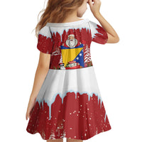 Bosnia and Herzegovina Christmas Kid Short Sleeve Dress Santa With National Flag - Wonder Print Shop