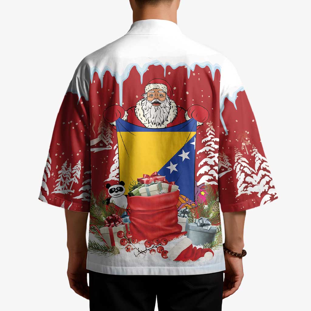 Bosnia and Herzegovina Christmas Kimono Santa With National Flag - Wonder Print Shop