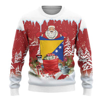 Bosnia and Herzegovina Christmas Ugly Christmas Sweater Santa With National Flag - Wonder Print Shop