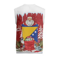 Bosnia and Herzegovina Christmas Knitted V-Neck Vest Santa With National Flag - Wonder Print Shop