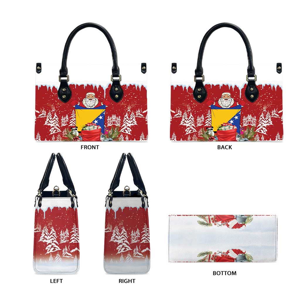 Bosnia and Herzegovina Christmas Leather Bag Santa With National Flag - Wonder Print Shop