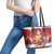 Bosnia and Herzegovina Christmas Leather Tote Bag Santa With National Flag - Wonder Print Shop