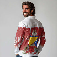 Bosnia and Herzegovina Christmas Long Sleeve Polo Shirt Santa With National Flag - Wonder Print Shop