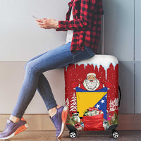 Bosnia and Herzegovina Christmas Luggage Cover Santa With National Flag - Wonder Print Shop