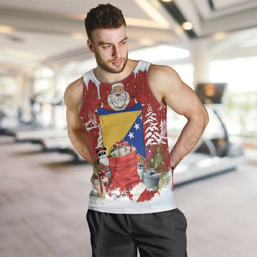 Bosnia and Herzegovina Christmas Men Tank Top Santa With National Flag - Wonder Print Shop