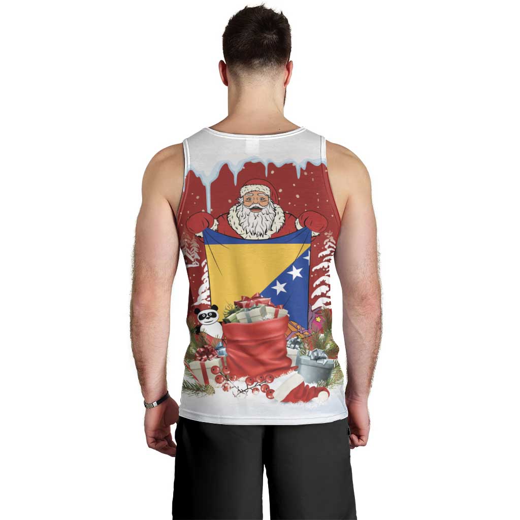 Bosnia and Herzegovina Christmas Men Tank Top Santa With National Flag - Wonder Print Shop