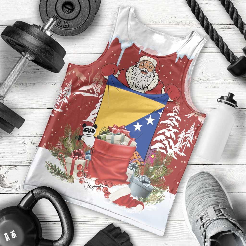 Bosnia and Herzegovina Christmas Men Tank Top Santa With National Flag - Wonder Print Shop