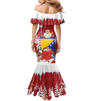 Bosnia and Herzegovina Christmas Mermaid Dress Santa With National Flag - Wonder Print Shop