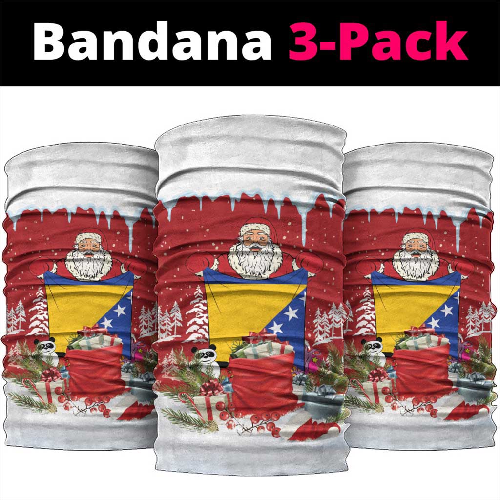 Bosnia and Herzegovina Christmas Neck Gaiter Santa With National Flag - Wonder Print Shop