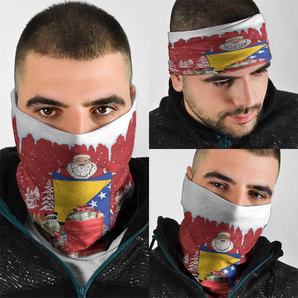 Bosnia and Herzegovina Christmas Neck Gaiter Santa With National Flag - Wonder Print Shop