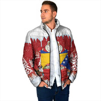 Bosnia and Herzegovina Christmas Padded Jacket Santa With National Flag - Wonder Print Shop
