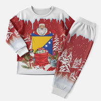 Bosnia and Herzegovina Christmas Pajama Set Santa With National Flag - Wonder Print Shop