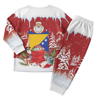 Bosnia and Herzegovina Christmas Pajama Set Santa With National Flag - Wonder Print Shop