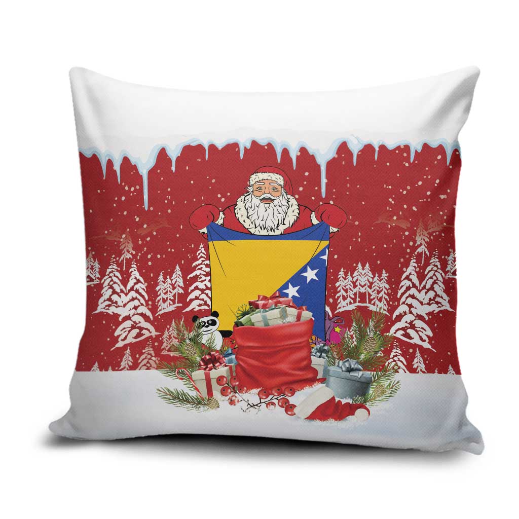 Bosnia and Herzegovina Christmas Pillow Cover Santa With National Flag - Wonder Print Shop