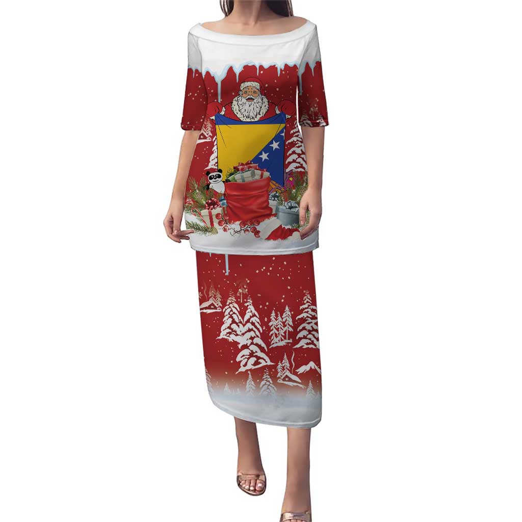 Bosnia and Herzegovina Christmas Puletasi Santa With National Flag - Wonder Print Shop